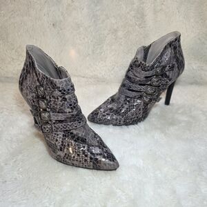 Classiques Entier Python Snakeskin Multi Buckle Pointed Toe Stiletto Bootie 8